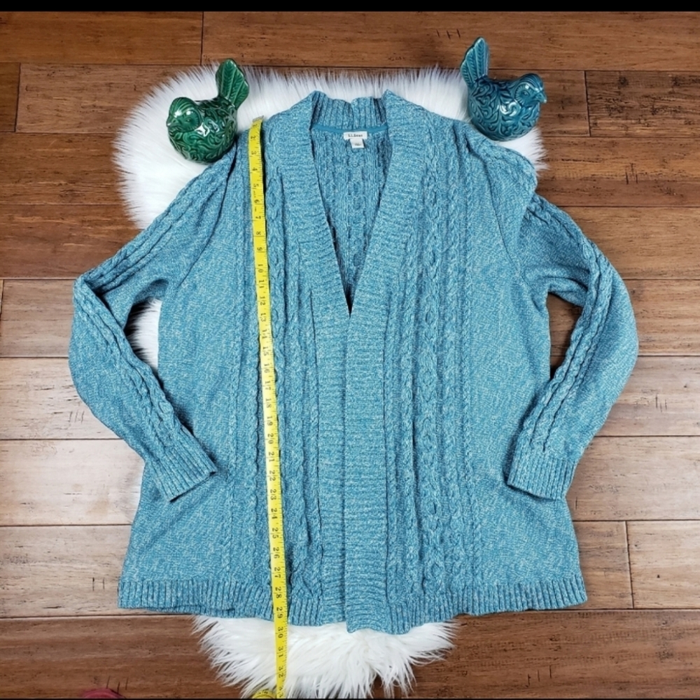 LL BEAN Open Front Cardigan cableknit Sweater 3X - Picture 4 of 12